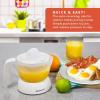 Elite Gourmet ETS-411 BPA-Free 30-Watt Electric Citrus Juicer Extractor: Compact Large Volume Pulp Control Oranges, Lemons, Limes, Grapefruits with Easy Pour Spout, 16 oz, White(16 ounce)