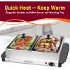 Elite Gourmet EWM-6122 Dual 2 x 2.5 Qt. Trays, Buffet Server, Food Warmer Temperature Control, Clear Slotted Lids, Perfect for Parties, Entertaining & Holidays, 5 Qt Total, Stainless Steel(5 Quart / 2 Trays)