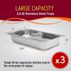 Elite Gourmet EWM-9933 Triple 3 x 2.5 Quart Trays Buffet Server 7.5 Qt Oven Safe Pan Food Warmer, Temperature Control, Clear Slotted Lids, Perfect for Parties, Entertaining & Holidays, Stainless Steel(7.5 Quart / 3 Trays)