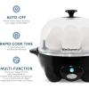 Elite Gourmet Easy Electric 7 Egg Capacity Soft, Medium, Hard-Boiled Cooker Poacher, Scrambled, Omelet Maker with Auto Shut-Off and Buzzer, BPA Free(Black)