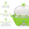 Elite Gourmet Easy Electric 7 Egg Capacity Soft, Medium, Hard-Boiled Cooker Poacher, Scrambled, Omelet Maker with Auto Shut-Off and Buzzer, BPA Free(Lime Green)