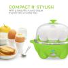 Elite Gourmet Easy Electric 7 Egg Capacity Soft, Medium, Hard-Boiled Cooker Poacher, Scrambled, Omelet Maker with Auto Shut-Off and Buzzer, BPA Free(Lime Green)