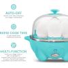 Elite Gourmet Easy Electric 7 Egg Capacity Soft, Medium, Hard-Boiled Cooker Poacher, Scrambled, Omelet Maker with Auto Shut-Off and Buzzer, BPA Free(Teal)
