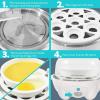 Elite Gourmet Easy Electric 7 Egg Capacity Soft, Medium, Hard-Boiled Cooker Poacher, Scrambled, Omelet Maker with Auto Shut-Off and Buzzer, BPA Free(White)