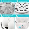 Elite Gourmet Easy Electric 7 Egg Capacity Soft, Medium, Hard-Boiled Cooker Poacher, Scrambled, Omelet Maker with Auto Shut-Off and Buzzer, BPA Free(White)