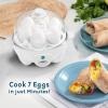 Elite Gourmet Easy Electric 7 Egg Capacity Soft, Medium, Hard-Boiled Cooker Poacher, Scrambled, Omelet Maker with Auto Shut-Off and Buzzer, BPA Free(White)