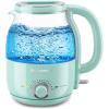 Elite Gourmet 1.2L Electric Glass Kettle, 1200W Fast Boil, Adjustable Temperature Control & Keep Warm, BPA-Free Borosilicate Glass, Auto Shut-Off & Boil-Dry Protection, 360° Cordless Base, Mint(Mint)