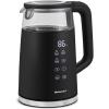 Elite Gourmet 1.7L Dual Wall Cool Touch Electric Tea Kettle, Borosilicate Glass, 304 Stainless Steel Interior, Programmed Digital Touchscreen, Keep Warm, Auto Off & Audible Indicator, Black(1.9 Quarts)