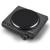 Elite Gourmet Countertop Electric Burner, 1000W Cast Iron Hot Plate, 7 Heat Settings, Portable Cooktop for RV, Dorm, Office & Small Kitchens, Road-Ready & Compact(Black)