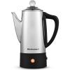 Elite Gourmet EC812 Electric 12-Cup Coffee Percolator with Keep Warm, Clear Brew Progress Knob Cool-Touch Handle Cord-less Serve, Stainless Steel(6 Cup)