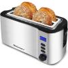 Elite Gourmet ECT2428 Extra Wide 1.25” Slot 2-Slice Toaster, Cancel, Defrost and Bagel Functions, 6 Toast Settings, Slide-Out Crumb Tray, Stainless Steel(4 Slice)