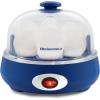 Elite Gourmet EGC007CHC# Rapid Egg Cooker, 7 Easy-To-Peel, Hard, Medium, Soft Boiled Eggs, Poacher, Omelet Maker, Auto Shut-Off, Alarm, 16-Recipe Booklet, Charcoal Grey(Blue)