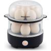 Elite Gourmet EGC115B Easy Egg Cooker Electric 7-Egg Capacity, Soft, Medium, Hard-Boiled Egg Cooker with Auto Shut-Off, Measuring Cup Included, BPA Free, Classic Black(Black)