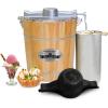 Elite Gourmet EIM418 Old Fashioned 4 Quart Vintage Walnut Wood Bucket, Electric Ice Cream Maker Machine, Uses Ice and Rock Salt Churns Ice Cream in Minutes(Pine)