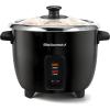Elite Gourmet ERC006SS 6-Cup Electric Rice Cooker with Stainless Steel Inner Pot, Makes Soups, Stews, Porridges, Grains and Cereals, 6 cup (3 cups uncooked), Black(Black)