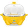 Elite Gourmet Easy Electric 7 Egg Capacity Soft, Medium, Hard-Boiled Cooker Poacher, Scrambled, Omelet Maker with Auto Shut-Off and Buzzer, BPA Free(Yellow)
