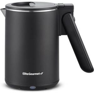 Elite Gourmet 1.7L Dual Wall Cool Touch Electric Tea Kettle, Borosilicate Glass, 304 Stainless Steel Interior, Programmed Digital Touchscreen, Keep Warm, Auto Off & Audible Indicator, Black(0.6 Quarts (Pack of 6))