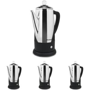 Elite Gourmet EC812 Electric 12-Cup Coffee Percolator with Keep Warm, Clear Brew Progress Knob Cool-Touch Handle Cord-less Serve, Stainless Steel(12-Cup (Pack of 4))