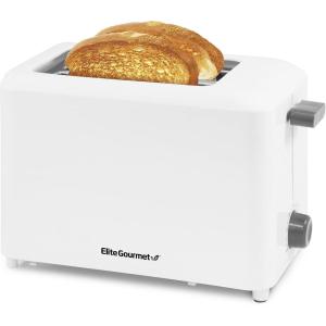 Elite Gourmet ECT-1027 Cool Touch Toaster, 7 Toast Settings Cancel Functions, Slide Out Crumb Tray, Extra Wide 1.5″ Slots for Bagels Waffles Specialty Breads, Puff Pastry, Snacks, White(2 Slice (Pack of 8))