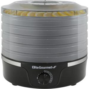 Elite Gourmet EFD319DKG Food Dehydrator, 5 BPA-Free 11.4″ Trays Adjustable Temperature Controls, Jerky, Herbs, Fruit, Veggies, Dried Snacks, Black and Grey(5 Plastic Trays)