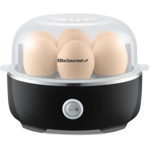 Elite Gourmet EGC115B Easy Egg Cooker Electric 7-Egg Capacity, Soft, Medium, Hard-Boiled Egg Cooker with Auto Shut-Off, Measuring Cup Included, BPA Free, Classic Black(Classic Black)