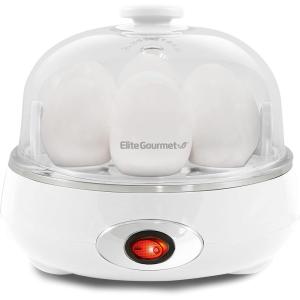 Elite Gourmet EGC115B Easy Egg Cooker Electric 7-Egg Capacity, Soft, Medium, Hard-Boiled Egg Cooker with Auto Shut-Off, Measuring Cup Included, BPA Free, Classic Black(Classic White)