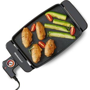 Elite Gourmet EGR8152 Electric 9.75″ x 7″ Personal Compact Griddle, Cool-touch Handles Non-Stick Surface, Removable/Adjustable Thermostat, Black(10″ x 7″)