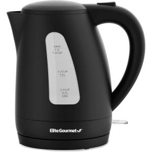 Elite Gourmet EKT8690 1.7L Electric Tea Kettle 1500W Hot Water Heater Boiler BPA-Free, Fast Boil, Water Level Window and Auto Shut-Off, Black(Black)