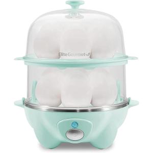 Elite Gourmet Easy Electric 7 Egg Capacity Soft, Medium, Hard-Boiled Cooker Poacher, Scrambled, Omelet Maker with Auto Shut-Off and Buzzer, BPA Free(Mint)