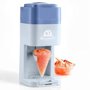 Elite Gourmet Snow Cone & Shaved Ice Maker, ESI2215M, Refreshing Slushies, Margaritas, Boba Drinks, Snow Cone & Holder and Ice Mold, Use Cubed & Bagged Ice, Stainless Steel Shaving Blade, Mint(Periwinkle)