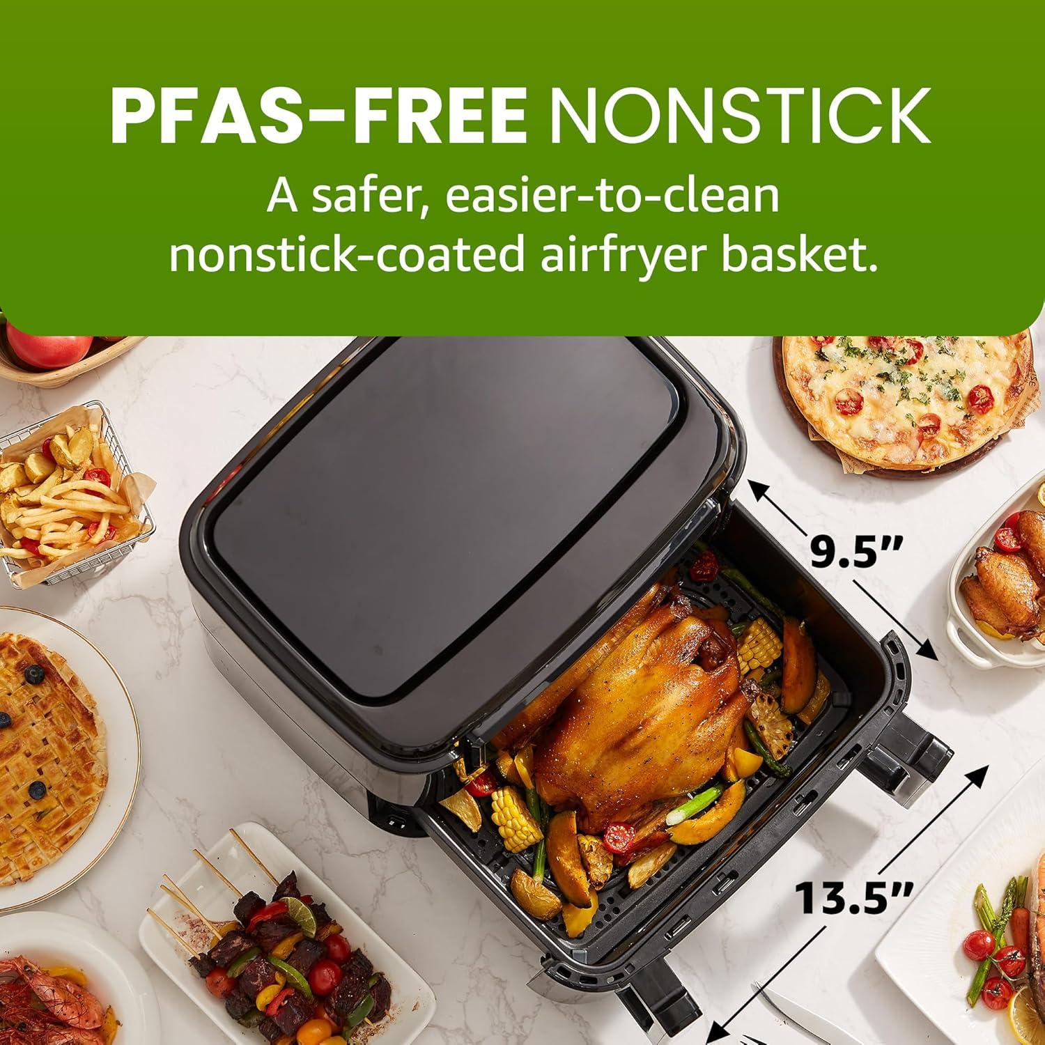image:imageElite Gourmet EAF2411G Digital Indoor GrillAir Fryer Oven 11L Capacity Grill Rack 8 Presets Bake Roast Broil Dehydrate 1700Watts 25 Delicious Recipes StainlessSteelBlackBlack