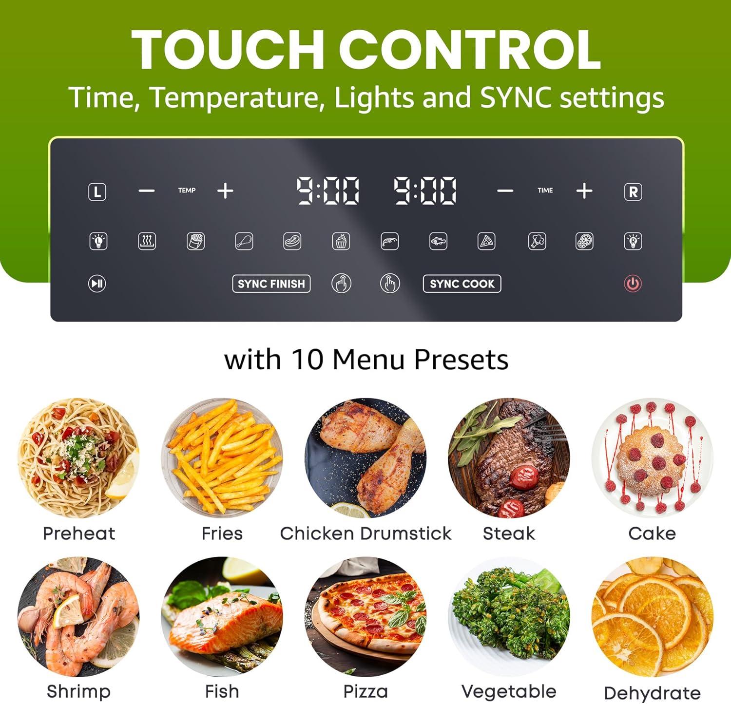 image:imageElite Gourmet EAF2411G Digital Indoor GrillAir Fryer Oven 11L Capacity Grill Rack 8 Presets Bake Roast Broil Dehydrate 1700Watts 25 Delicious Recipes StainlessSteelBlackBlack