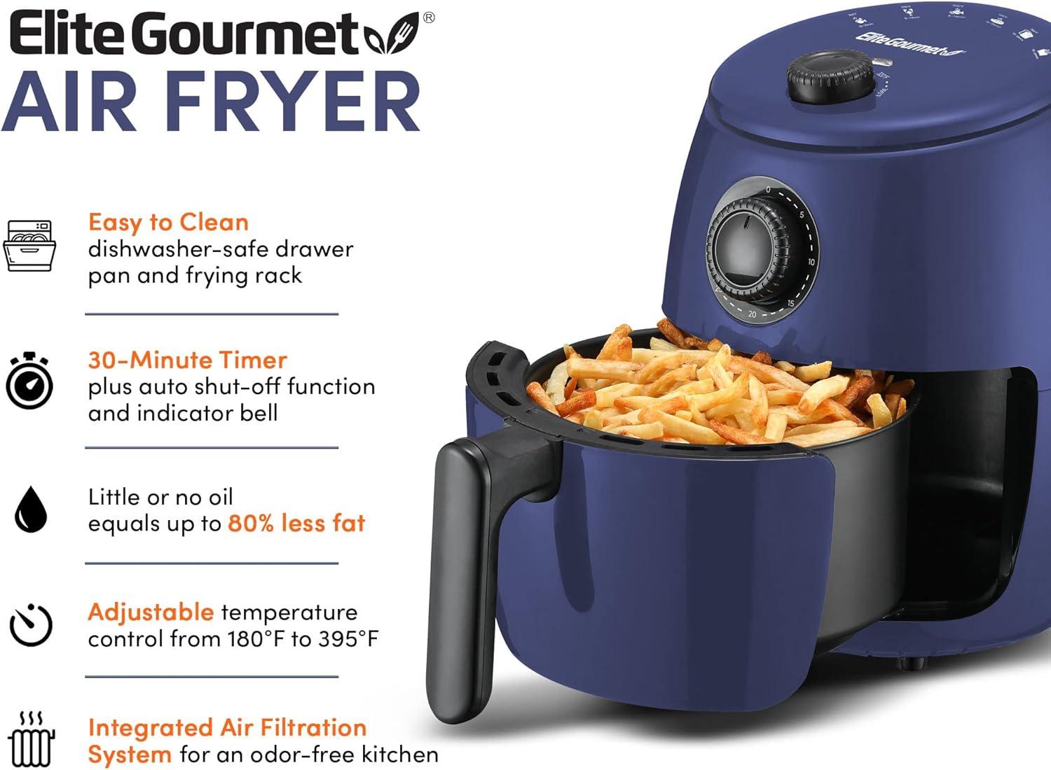 image:imageElite Gourmet EAF2411G Digital Indoor GrillAir Fryer Oven 11L Capacity Grill Rack 8 Presets Bake Roast Broil Dehydrate 1700Watts 25 Delicious Recipes StainlessSteelBlackBlue Gray