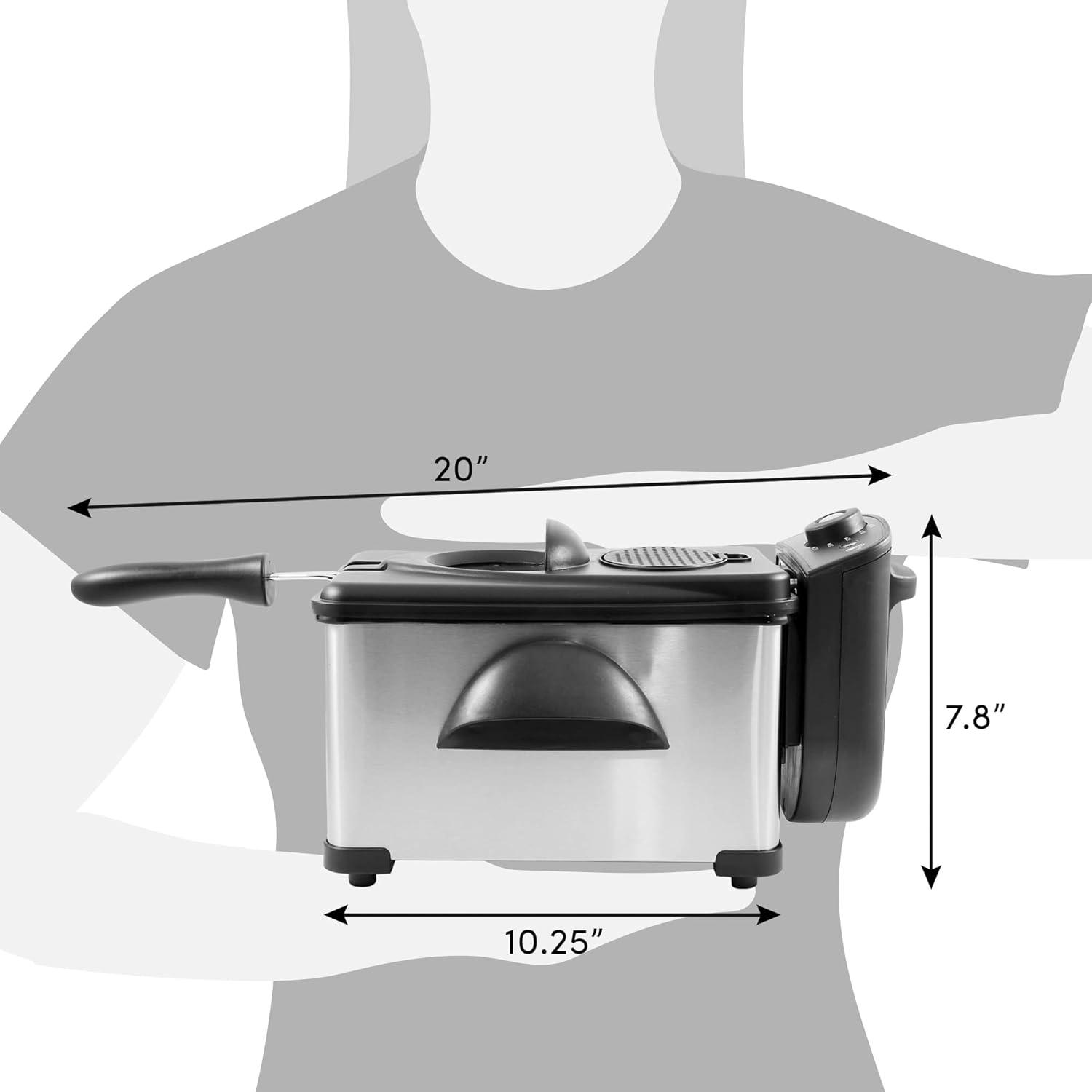 image:imageElite Gourmet EDF3500 Electric Immersion Deep Fryer Removable Basket Timer Control Adjustable Temperature Lid with Viewing Window and Odor Free FilterStainless Steel35 Quart 14 Cup2 Quart 82 cup