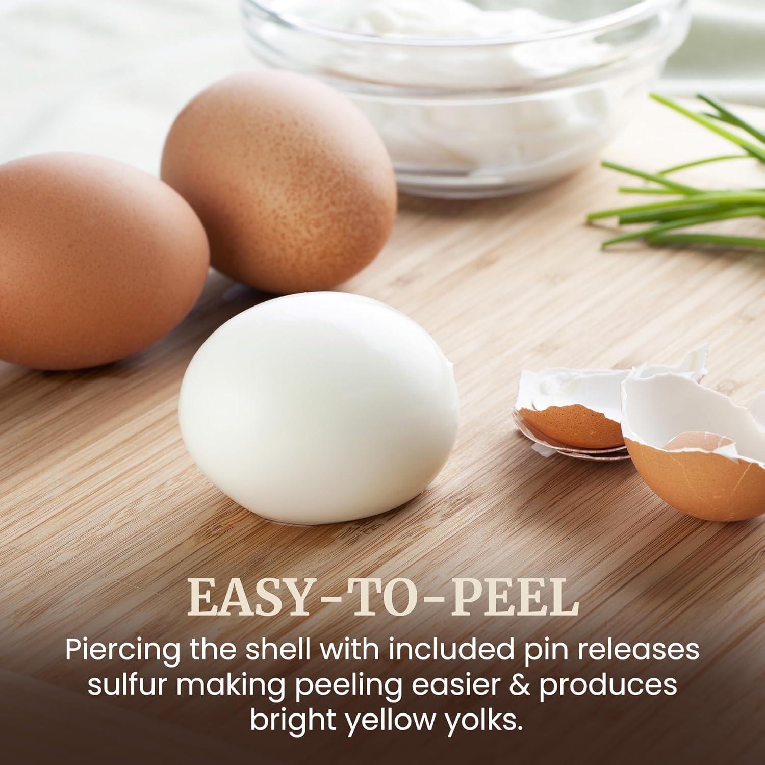 image:imageElite Gourmet EGC007 Rapid Egg Cooker 7 EasyToPeel Hard Medium Soft Boiled Eggs Poacher Omelet Maker Auto ShutOff Alarm 16Recipe Booklet WhiteStainless Steel