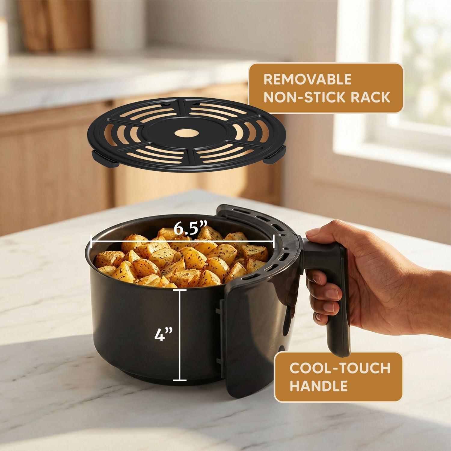 image:imageElite Gourmet Glass Air Fryer 24 Qt Compact Size for 12 People PFASFree Ceramic amp Glass Basket Visible Cooking Adjustable Temp 175400F 1150W Black21 Quart