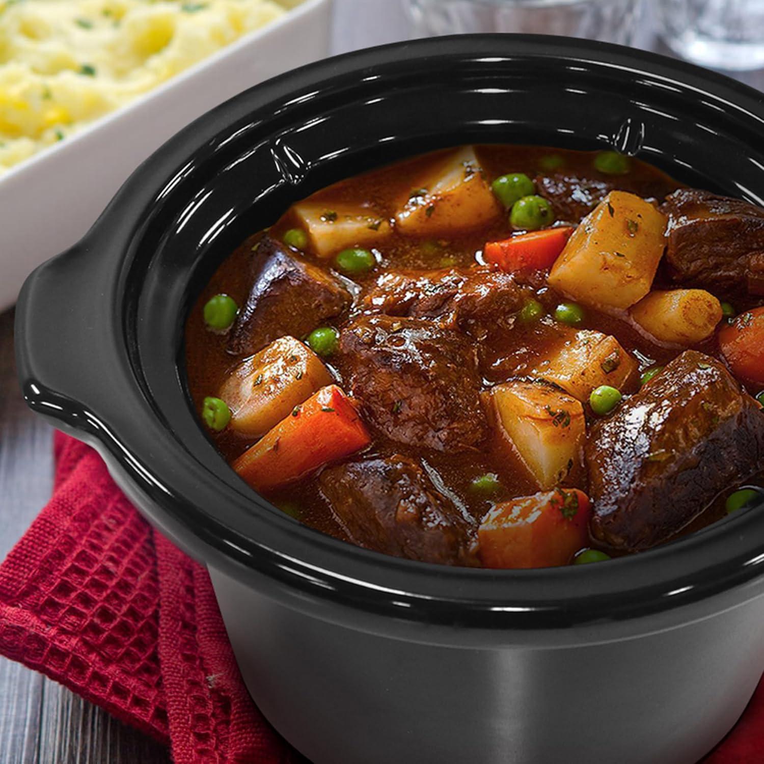 image:imageElite Gourmet MST350B Electric Slow Cooker Adjustable Temp Entrees Sauces Stews amp Dips Dishwasher Safe Glass Lid amp Crock 3 Quart Black2 Quarts