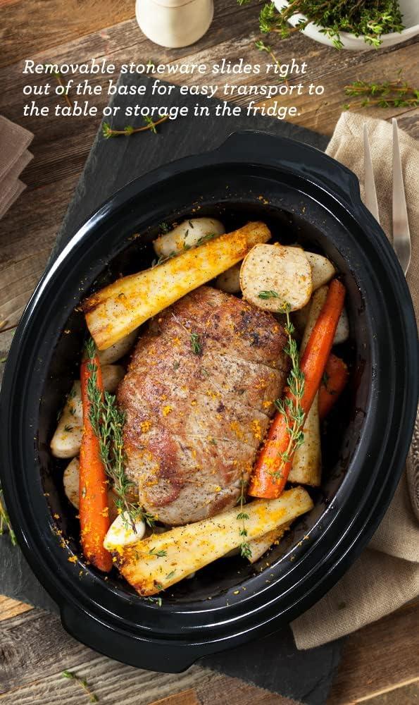 image:imageElite Gourmet Stainless Steel Slow Cooker DishwasherSafe with Tempered Glass Lid CoolTouch Handles Removable Stoneware Pot 85 QuartMST900VRed
