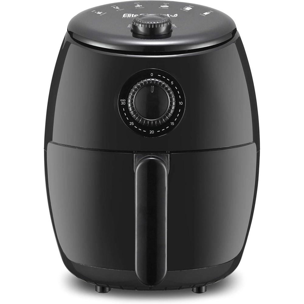 image:imageElite Gourmet EAF2411G Digital Indoor GrillAir Fryer Oven 11L Capacity Grill Rack 8 Presets Bake Roast Broil Dehydrate 1700Watts 25 Delicious Recipes StainlessSteelBlackBlack