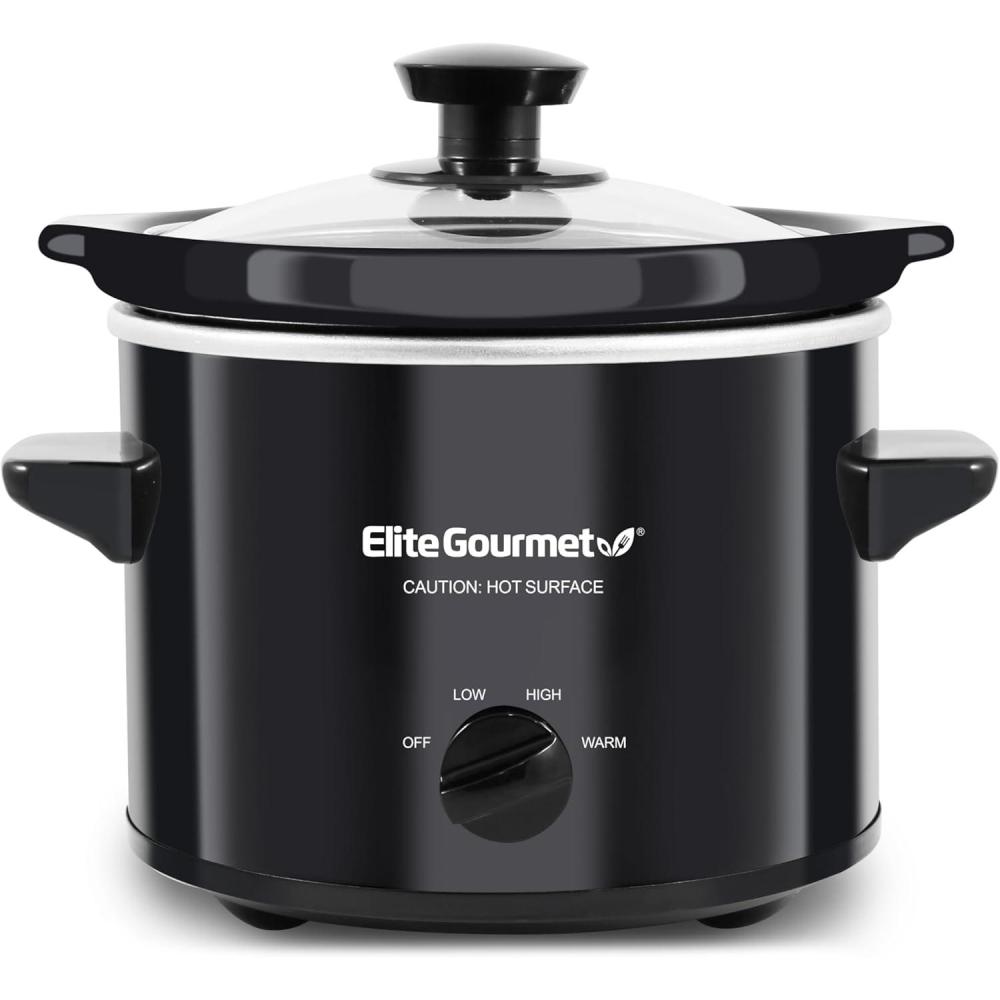 image:imageElite Gourmet MST350B Electric Slow Cooker Adjustable Temp Entrees Sauces Stews amp Dips Dishwasher Safe Glass Lid amp Crock 3 Quart Black2 Quarts