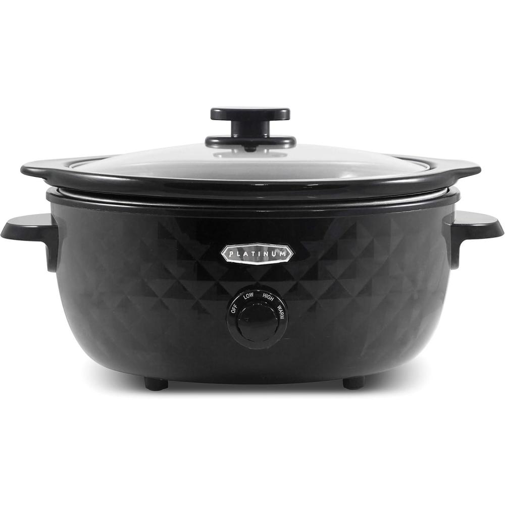 image:imageElite Gourmet MST350B Electric Slow Cooker Adjustable Temp Entrees Sauces Stews amp Dips Dishwasher Safe Glass Lid amp Crock 3 Quart Black6 Quarts