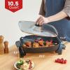 Elite Gourmet 15″ x 12″ x 4″ Electric Skillet, Xtra Deep Dish, Ceralast™ PFAS Free Ceramic, 1500W Rapid Heat, Tempered Glass Vented Lid, Dishwasher Safe, 12.5 Qt., Black/Gray(10.5Qt)