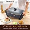 Elite Gourmet 15″ x 12″ x 4″ Electric Skillet, Xtra Deep Dish, Ceralast™ PFAS Free Ceramic, 1500W Rapid Heat, Tempered Glass Vented Lid, Dishwasher Safe, 12.5 Qt., Black/Gray(12.5Qt)