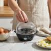 Elite Gourmet EGC-007 Rapid Egg Cooker, 7 Easy-To-Peel, Hard, Medium, Soft Boiled Eggs, Poacher, Omelet Maker, Auto Shut-Off, Alarm, 16-Recipe Booklet, White(Black)