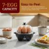 Elite Gourmet EGC-007 Rapid Egg Cooker, 7 Easy-To-Peel, Hard, Medium, Soft Boiled Eggs, Poacher, Omelet Maker, Auto Shut-Off, Alarm, 16-Recipe Booklet, White(Black)