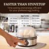 Elite Gourmet EGC-007 Rapid Egg Cooker, 7 Easy-To-Peel, Hard, Medium, Soft Boiled Eggs, Poacher, Omelet Maker, Auto Shut-Off, Alarm, 16-Recipe Booklet, White(Stainless Steel)