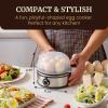 Elite Gourmet EGC-007 Rapid Egg Cooker, 7 Easy-To-Peel, Hard, Medium, Soft Boiled Eggs, Poacher, Omelet Maker, Auto Shut-Off, Alarm, 16-Recipe Booklet, White(Stainless Steel)