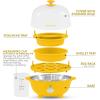 Elite Gourmet EGC-007 Rapid Egg Cooker, 7 Easy-To-Peel, Hard, Medium, Soft Boiled Eggs, Poacher, Omelet Maker, Auto Shut-Off, Alarm, 16-Recipe Booklet, White(Yellow)