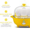 Elite Gourmet EGC-007 Rapid Egg Cooker, 7 Easy-To-Peel, Hard, Medium, Soft Boiled Eggs, Poacher, Omelet Maker, Auto Shut-Off, Alarm, 16-Recipe Booklet, White(Yellow)