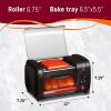 Elite Gourmet EHD-051B Hot Dog Toaster Oven, 30-Min Timer, Stainless Steel Heat Rollers Bake & Crumb Tray, World Series Baseball, 4 Bun Capacity, Black(NEW VERSION)